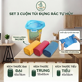 TÚI ĐỰNG RÁC MÀU 1KG 3 CUỘN TỰ HỦY