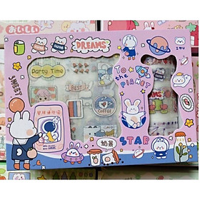 Băng keo Sticker Hộp 5 Washi Tape 11 Sticker Siêu Cute Dễ Thương