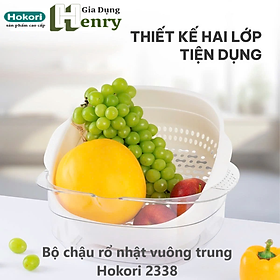 Mua Bộ thau rổ vuông trung HOKORI 2338 nhựa VIỆT NHẬT cao cấp - Rửa rau củ quả  trộn thực phẩm - Hàng Chính hãng