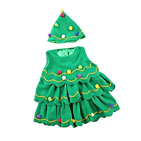 Kids Cosplay Set Xmas Tree Decorative Clothes Festive Round Neck Fancy