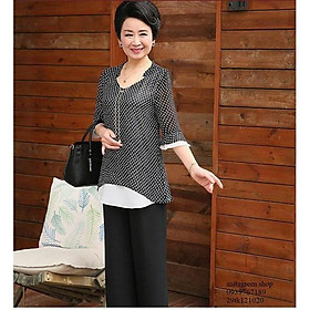 tk121020-ÁO KIỂU CHẤM BI TAY LỠ - Thời trang trung niên Tk121020-Áo Kiểu Chấm Bi Tay Lỡ - Thời Trang Trung Niên