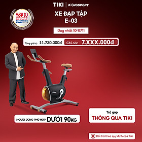 Xe đạp tập KINGSPORT Creative E-03 Black thiết kế thời trang sang trọng, bánh đà kép 7kg với 32 cấp độ kháng lực, cân nặng phù hợp từ dưới 85-90kg