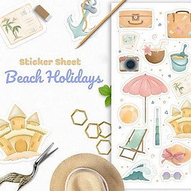 Hình ảnh sticker sheet beach holidays - sticker dán, trang trí sổ nhật kí, sổ tay | Bullet journal sticker