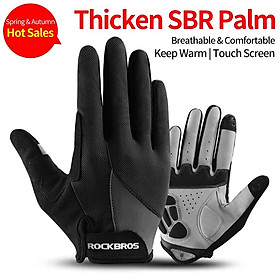 ROCKBROS Găng Tay Xe Đạp SBR 6Mm Dày Miếng Lót Chống Sốc Thoáng Khí GEL Xe Đạp Găng Tay Nam Nữ Tay Full Ngón Thể Thao MTB Găng Tay - XXL