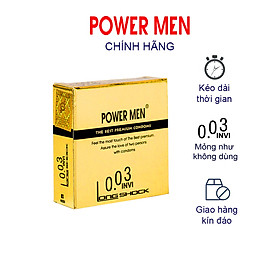 Bao cao su siêu siêu mỏng Powermen điệp viên tàng hình INVI 0.03mm, ngăn ngừa xuất tinh sớm Hộp 3 bcs (SSU3)