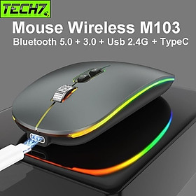 Chuột led không dây M103 Bluetooth + USB Wireless 2.4G - Pin sạc cổng typeC - Chống ồn cho máy tính hàng nhập khẩu