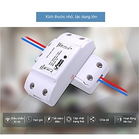Công tắc bật tắt thông minh điều khiển từ xa wifi cao cấp 10A qua ứng dụng trên điện thoại ( Tặng kèm 03 nút kẹp cao su giữ dây điện cố định ngẫu nhiên )