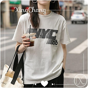 Áo phông nữ thiết kế, áo phông trắng cao cấp chất mịn đẹp cá tính in NYC mã NXC16