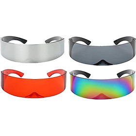 4x Fashion Futuristic Wrap Visor Sunglasses Cyberpunk Glasses Party Favors