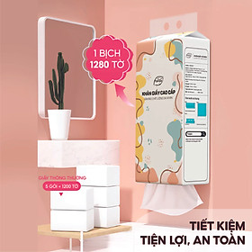 Mua Khăn giấy treo tường 1280 tờ/4 lớp Topgia dạng rút tiện lợi cao cấp  tiết kiệm  an toàn kèm móc treo (Thùng 4 gói) 157x175cm