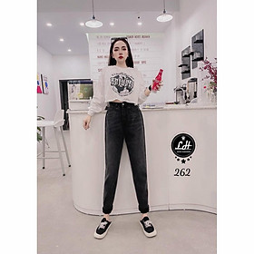 Quần bò baggy đen loang dễ thương cổ điển cho nàng ảnh thật Lê Huy fashion Ms 262