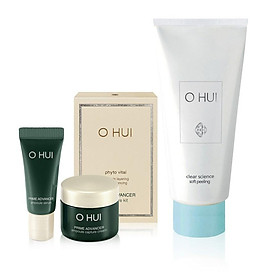 Combo Gel tẩy tế bào chết chống lão hóa OHUI Clear Science Soft Peeling And Prime Advancer Set