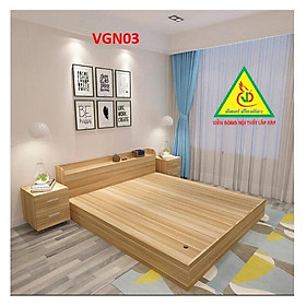 Giường ngủ gỗ MDF - kiểu dáng đơn giản hiện đại VGN03- Nội thất lắp ráp Viendong Adv