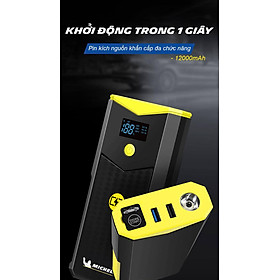 Bộ kích bình ô tô 750A - 1500A chuyên dụng kiêm sạc dự phòng không dây 12000 mAh có đèn pin Michelin 4165M