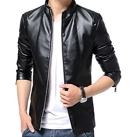 Men's Korean Leather Jacket Slim-Fit Pu Leather Casual Locomotive Leather Coat