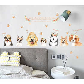 Decal trang trí tường những Chú Chó lông xù đáng yêu