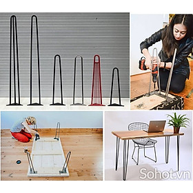 Mua Chân Bàn Sắt Hairpin Loại 2 Thanh Sắt ( Kèm Vít )