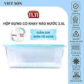 Mua Hộp Nhựa Thực Phẩm Chữ Nhật Nắp Kín Có Khay Ráo Nước Việt Son 2.5L