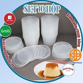 Mua Set 10 hộp nhựa làm caramen hình tròn có nắp size lớn Việt Nhật  Hộp làm bánh flan  sữa chua  thạch rau câu (6210) 01279