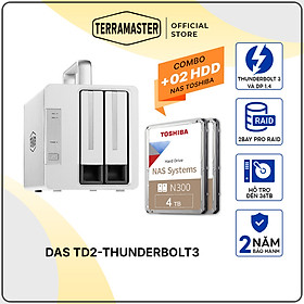 Mua Combo bộ thiết bị lưu trữ DAS TerraMaster TD2 Thunderbolt 3 kèm 1 ổ cứng NAS N300 3.5inch 24/7 Hàng chính hãng