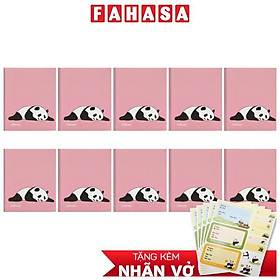 Combo 10 Tập Học Sinh Cute Panda - Miền Nam - 4 Ô Ly - 200 Trang 80gsm - Fahasa 02 - Tặng Nhãn Vở Kèm Sticker