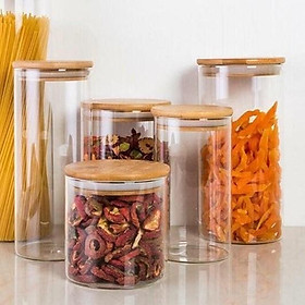Lọ thủy tinh borosilicate nắp gỗ 500ml - 1000ml