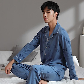 Bộ pijama nam dài tay chất cotton 100% cao cấp, siêu mềm mịn, size l-3xl