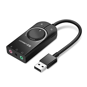 Mua Ugreen UG40964CM129TK 15CM màu Đen Bộ chuyển USB 2.0 sang Loa + MIC chuẩn 3.5mm có điều khiển - HÀNG CHÍNH HÃNG