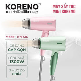 Máy sấy tóc mini gấp gọn Koreno Thái Lan KN-516 công suất 1300W - Hàng chính hãng