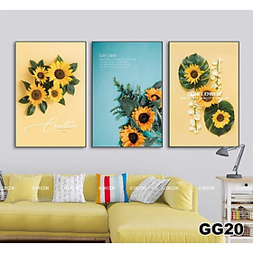Mua Tranh treo tường canvas 3 bức phong cách hiện đại Bắc Âu 60  tranh hoa hồng trang trí phòng khách  phòng ngủ  phòng ăn