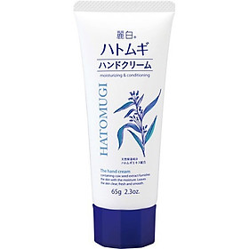 Hình ảnh Sữa dưỡng da tay mềm mại sáng màu không nhờn dính Hatomugi 65g (REIHAKU HATOMUGI HAND CREAM) tặng túi thun cột tóc