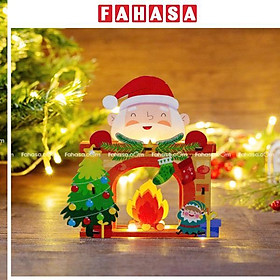 Đèn Gỗ Trang Trí Giáng Sinh - Bách Mộc - Ông Già Noel Trên Ống Khói