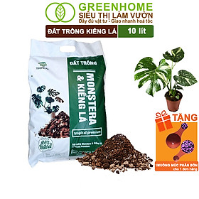 Đất Trồng Kiểng Lá Greenhome, Bao 10 Lít (3kg), Giá Thể Trộn Sẵn, Tiện Lợi Cho Monstera, Rễ Khoẻ, Thân To, Lá Dày