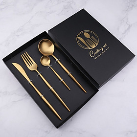 Mua Bộ 4 Món Dao Nĩa Muỗng Đũa Nnox 304 Mạ Vàng Kèm Hộp SIêu Xịn - Hàng Loại 1- Chính Hãng MINIIN