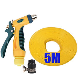 Bộ dây vòi xịt nước rửa xe,tưới cây tăng áp 3 lần 3-5m (nối nhựa đen 713-2)