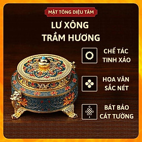 Hình ảnh Lư xông trầm hương hình bát bảo cát tường cao cấp thay lư điện đồ thờ cúng ban thờ gia tiên