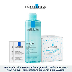 Bộ sản phẩm nước tẩy trang làm sạch sâu giàu khoáng dành cho da dầu mụn La Roche-Posay Effaclar Micellar Water Oily Skin