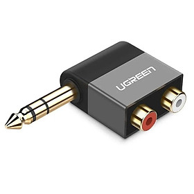 Mua Ugreen UG40846AV147TK Màu Đen Đầu chuyển âm thanh 6.35mm dương sang 2 đầu Bông sen âm - HÀNG CHÍNH HÃNG