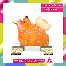 Mua Tượng Cóc Thiềm Thừ đế kính ngọc đỏ cõng vàng chiêu tài - Cao 12cm