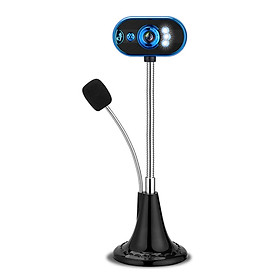 Webcam Ánh sáng ban đêm với micrô Tương thích với máy tính để bàn 480P USB Plug and Play-Màu xanh dương