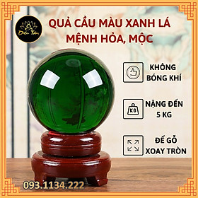 Quả cầu phong thủy pha lê màu xanh lá size to  15cm hợp mệnh Mộc, mệnh Hỏa đồ phong thủy trang trí