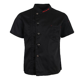 2 Pieces Durable Men Unisex Chef Jacket Coat Short Sleeve Kitchen Uniform Clothes