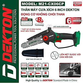 Mua THÂN MÁY CƯA XÍCH PIN 6 INCH (15CM) MOTOR BRUSHLESS MẶT BÍCH NHÔM M21-CX06CP DEKTON - HÀNG CHÍNH HÃNG