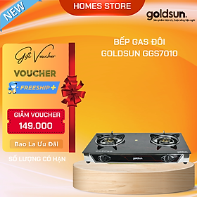 Bếp Ga Đôi GOLDSUN GGS7010 Mặt Kính Cường Lực Đánh Lửa Magneto - Hàng Chính Hãng