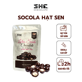 Socola viên Hạt sen - túi 50g -SHE Chocolate - Bổ sung năng lượng, đa dạng vị giác. Quà tặng sức khỏe, quà tặng người thân, dịp lễ, thích hợp ăn vặt