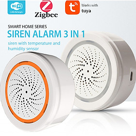 Chuông báo động kiêm cảm biến nhiệt độ, độ ẩm Wifi/ Zigbee Tuya 3 in 1