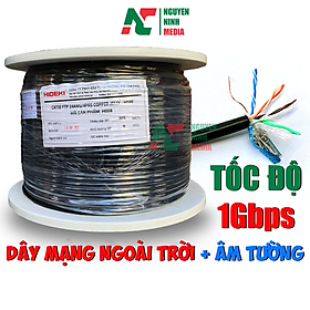 Dây Mạng Ngoài Trời + Âm Tường HIDEKI Cat5e FTP 8 Lõi Đồng Nguyên Chất + Bọc Bạc Phủ Dầu, Vỏ HDPE Siêu Bền - Hàng Chính Hãng