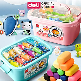 Bộ Đất Nặn 3D Deli 12 24 Màu - Đất Sét Nặn An Toàn, Không Dính Tay