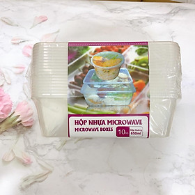 Mua 10 Hộp thực phẩm microware  hộp nhựa vuông dùng 1 lần kèm nắp tiện lợi
