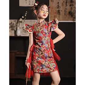 Đầm váy công chúa cổ trang hanfu sườn xám cho bé gái diện lễ tết năm mới đẹp size 100-160 hàng Quảng Châu